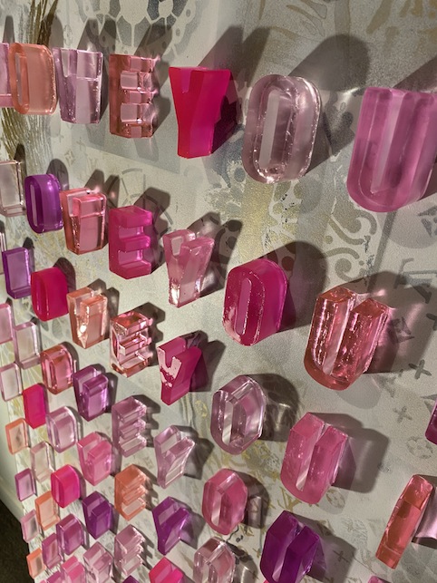 Ann Ciciani I Love you in PInk |Resin letters  | McAtamney Gallery and Design Store | Geraldine NZ